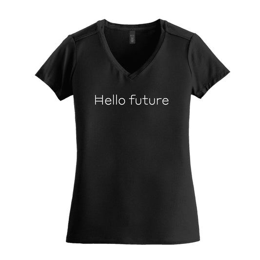 "Hello Future" V-neck (womens, small font)
