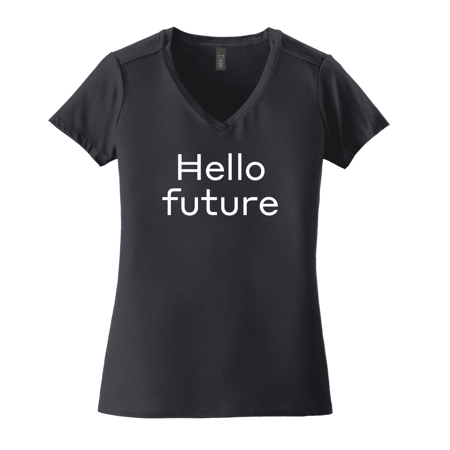 "Hello Future" V-neck (womens, large font)